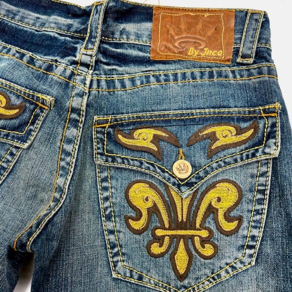 Vintage Jean By JNCO Men/Women 30 Fit 32" x31" Embroidered Pockets Boot Cut (J89
